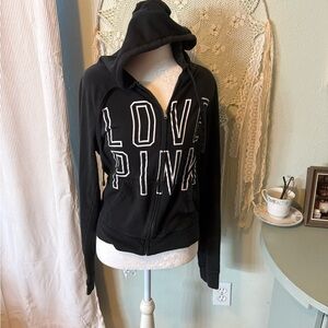 PINK Victoria's Secret Black Zip-Up Hoodie